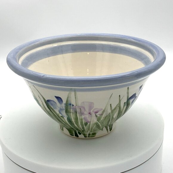 Carl & Eden Warne Studio Pottery Hand Painted Iris Oversized Coffee or Soup Cup - Picture 2 of 6